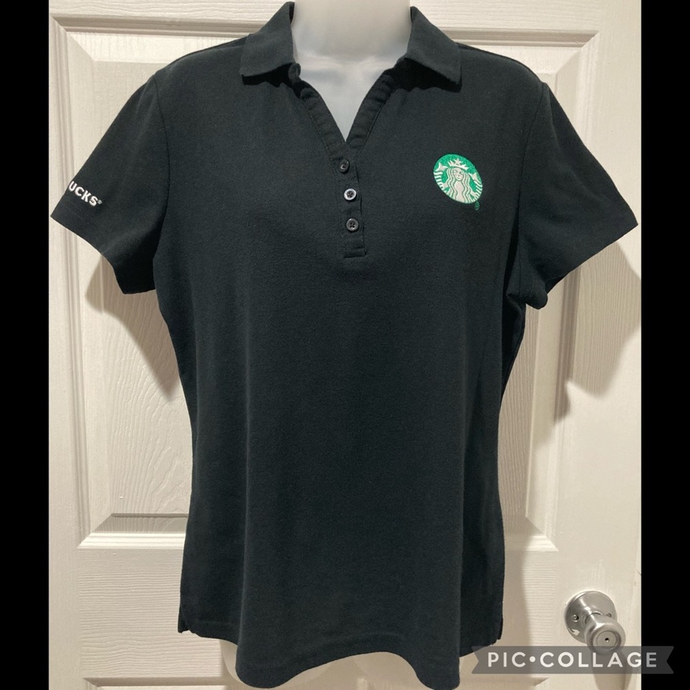 Starbucks Coffee Short Sleeve ladies polo uniform shirt-L-